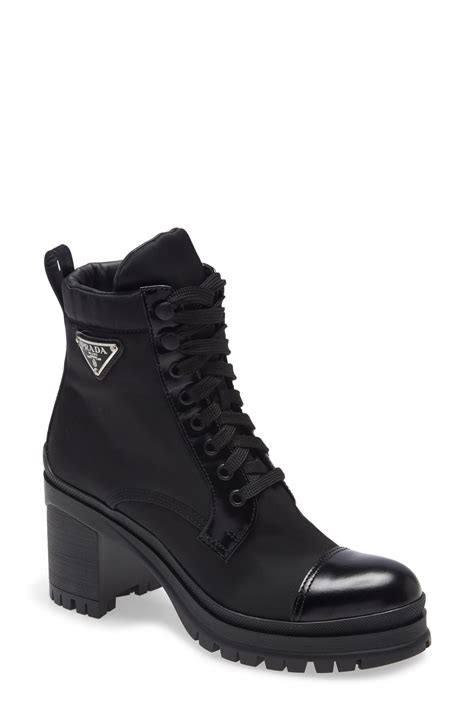 women prada ankle boots|Prada block heel combat boots.